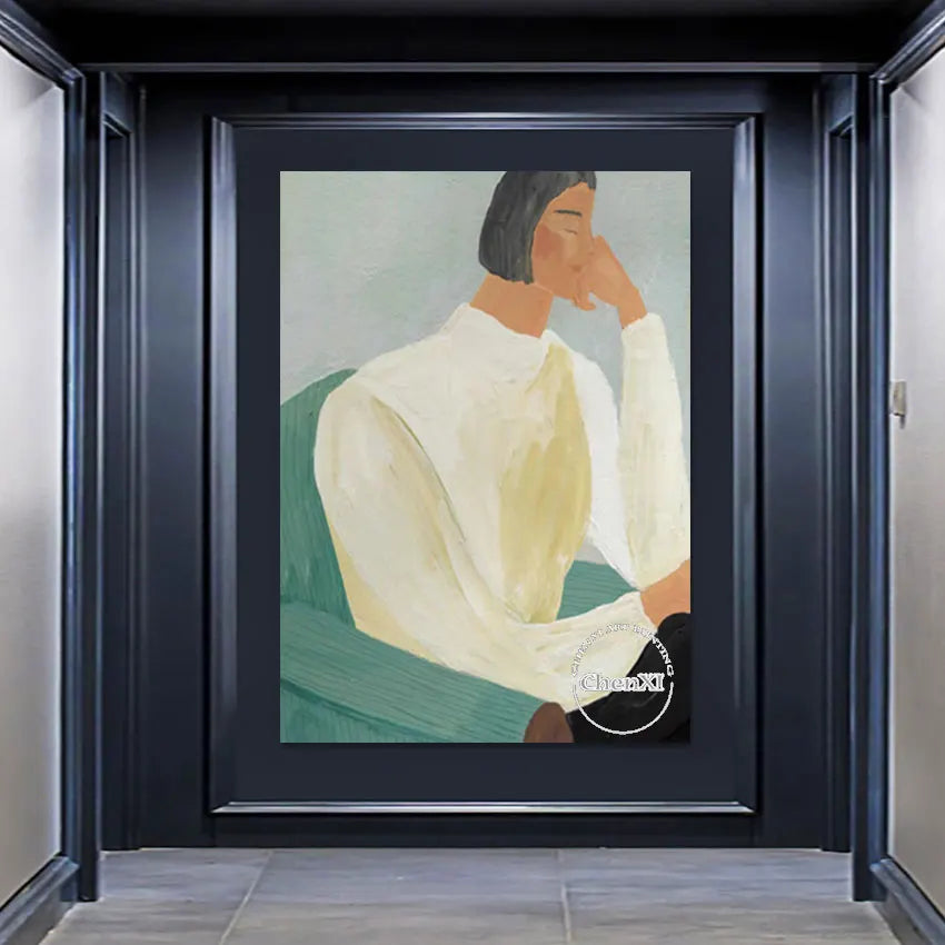 Hotel Room Decor Cartoon Figure Poster Art Hand-painted Abstract Wall Hangings Oil Painting Luxury Decorative Item Artwork